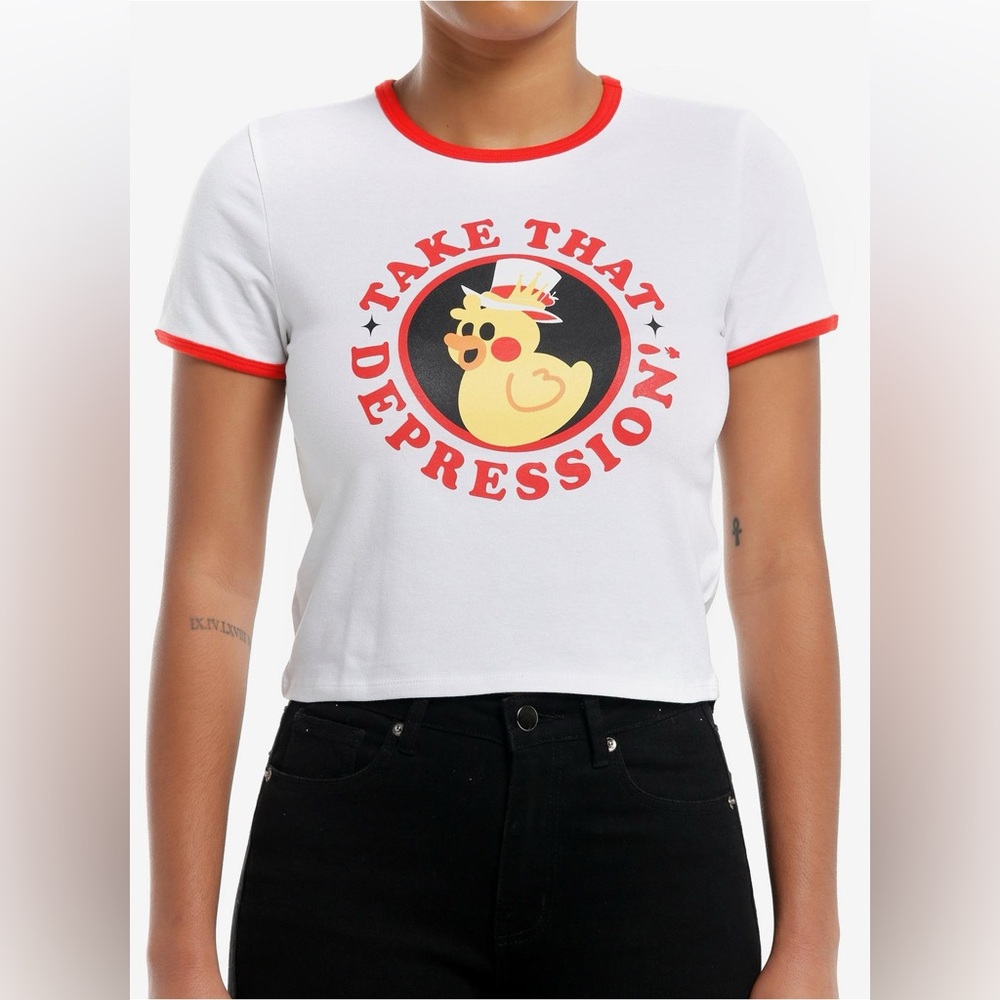 Hazbin Hotel x Hot Topic Take That Depression Ringer T-Shirt - Size Medium